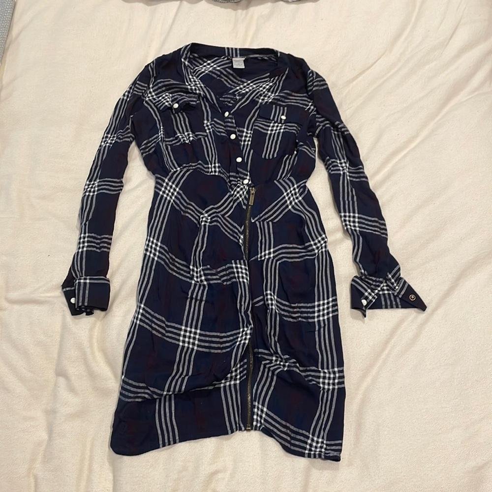 A dress with a plaid design in size 2